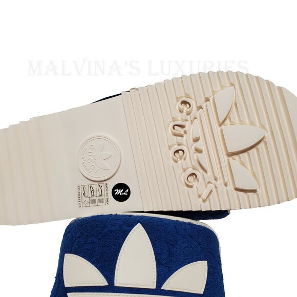 GUCCI MENS SHOES ADIDAS X GG BLUE COTTON SPONGE PLATFORM SANDAL SLIDE sz 9 9.5 - Picture 15 of 16